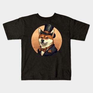 Shiba Inu with Top Hat Kids T-Shirt